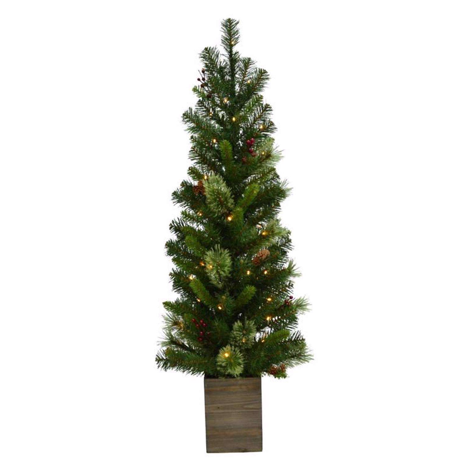 Celebrations 4 ft. Pencil LED 50 ct Potted Tree Christmas Tree Ace