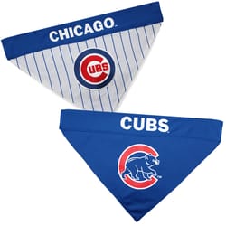 Pets First Blue/White Chicago Cubs Cotton/Nylon Dog Collar Bandana Large/X-Large