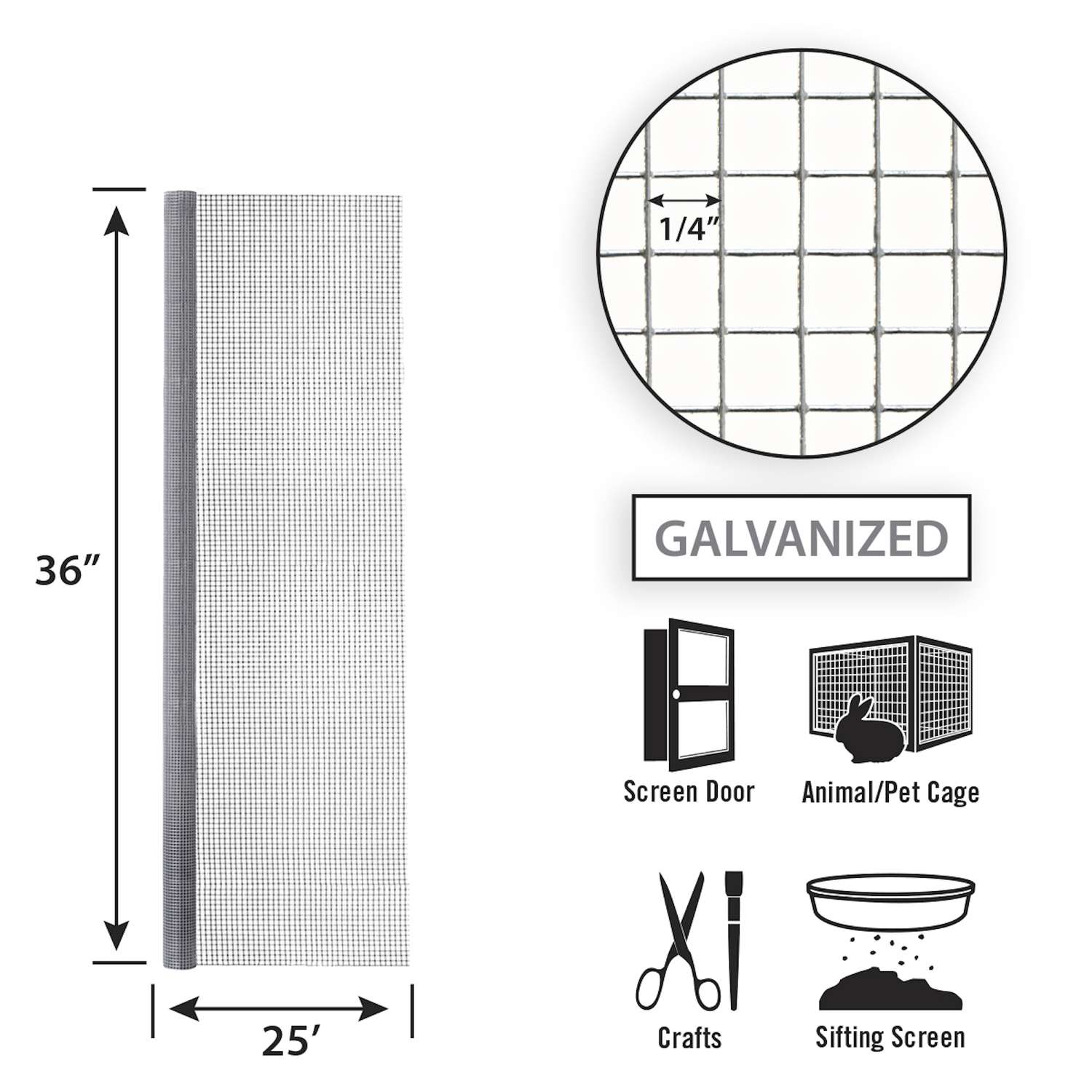 Garden Craft 36 in. H X 25 L Steel Hardware Cloth