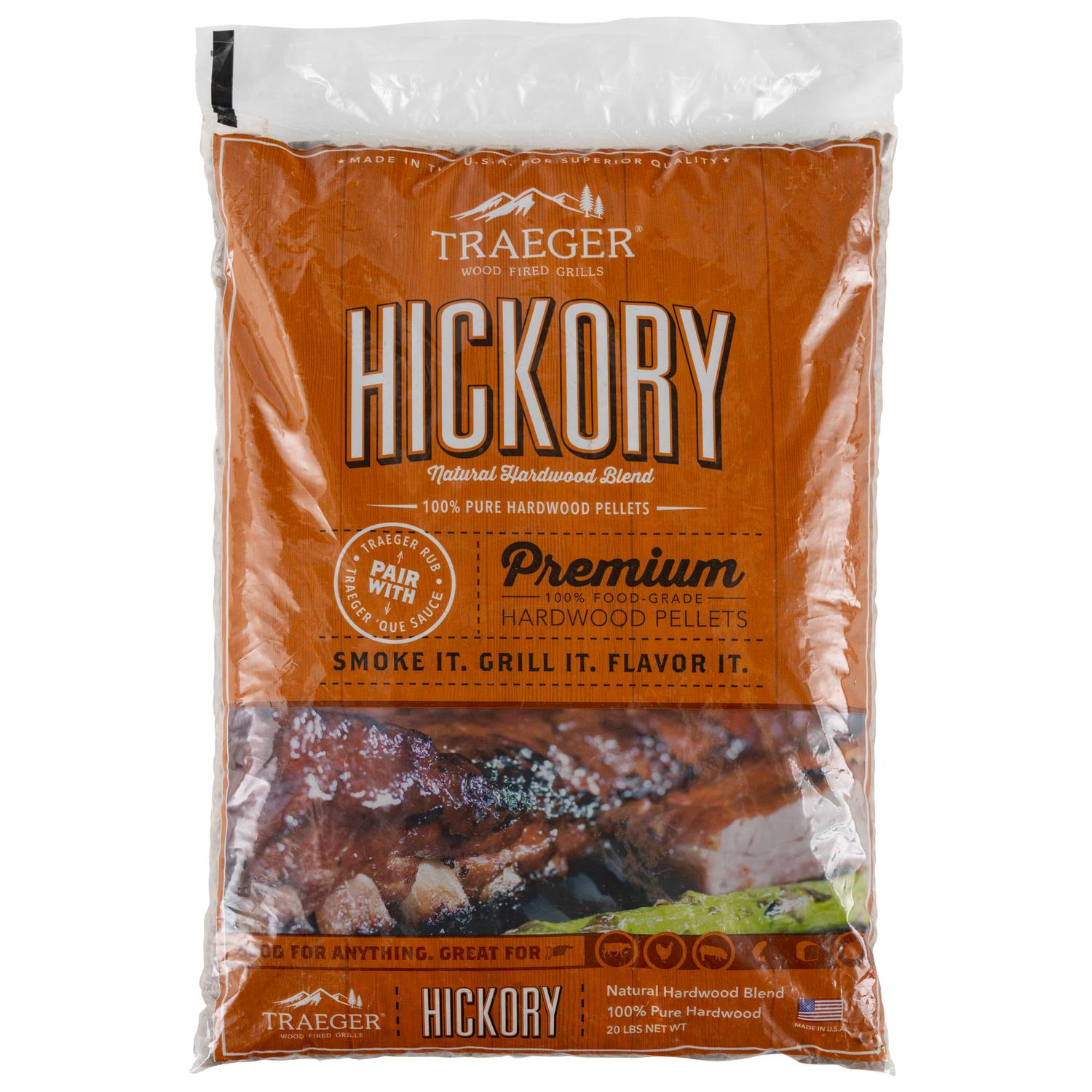 Charcoal and Wood: Traeger Hickory Wood Pellets (20LB)