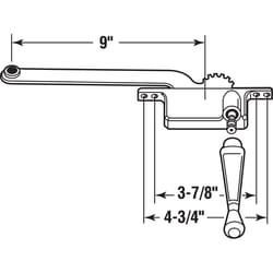 Prime-Line Die-Cast Gray Steel Right Single-Arm Casement Window Operator For Steel Framed Windows