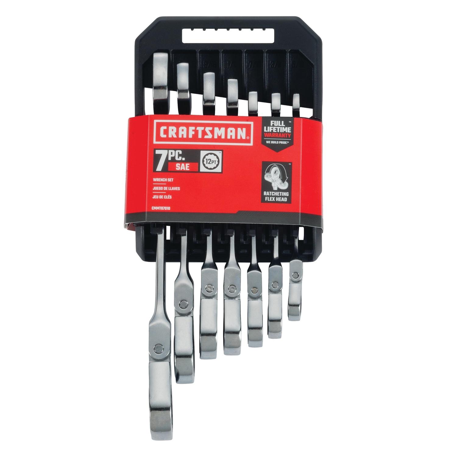 Craftsman SAE Reversible Ratcheting Flex Head Combination Wrench Set 7 pc Uae Electronic uaeelectronic.com