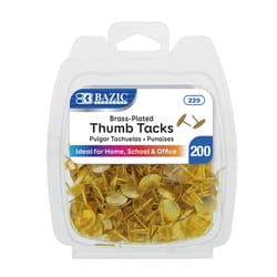 Bazic Products Regular Gold Thumb Tacks 200 pk