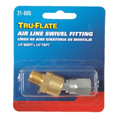 Tru-Flate Brass/Steel Air Line Swivel Fitting 1/4 in. Male 2 pc