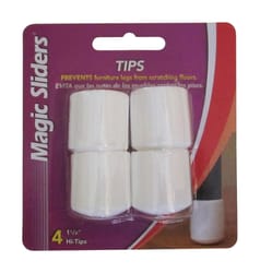 Magic Sliders Rubber Leg Tip White Round 1-1/8 in. W 4 pk