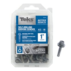 Teks No. 12 X 1 in. L Hex Drive Hex Washer Head Roofing Screws 80 pk