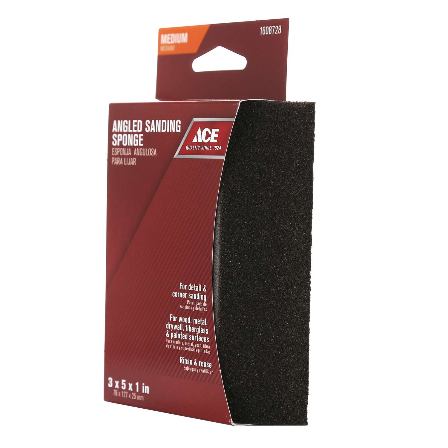 Ace 5 in. L x 3 in. W 80 Grit Medium Sanding Sponge Ace Hardware