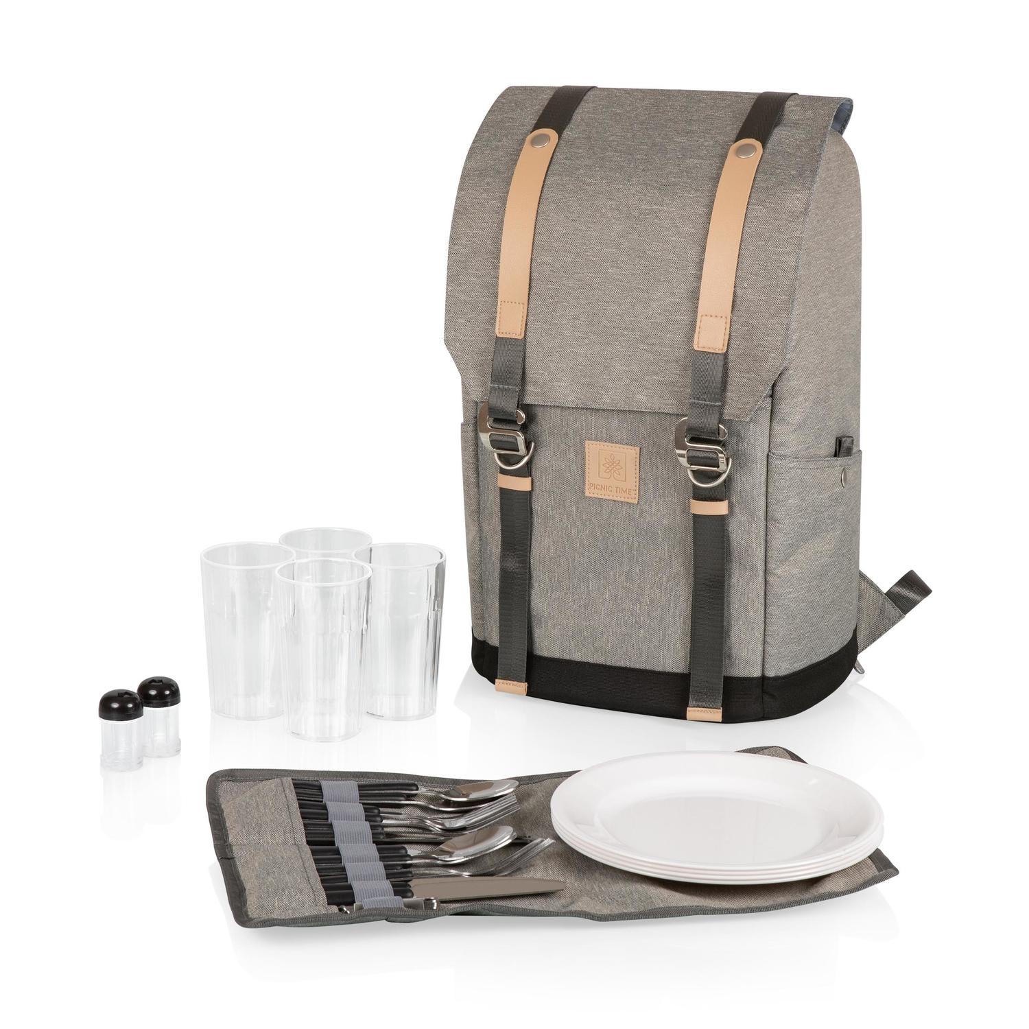 Picnic Time Grey Polyester Picnic Backpack Sansujyuku sansujyuku.com