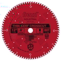 Freud 12 in. D X 1 in. Fine Finish Crosscut TiCo Hi-Density Carbide Table Saw Blade 80 teeth 1 pk