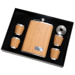 Mad Man Brown Leather/Stainless Steel Flask Set