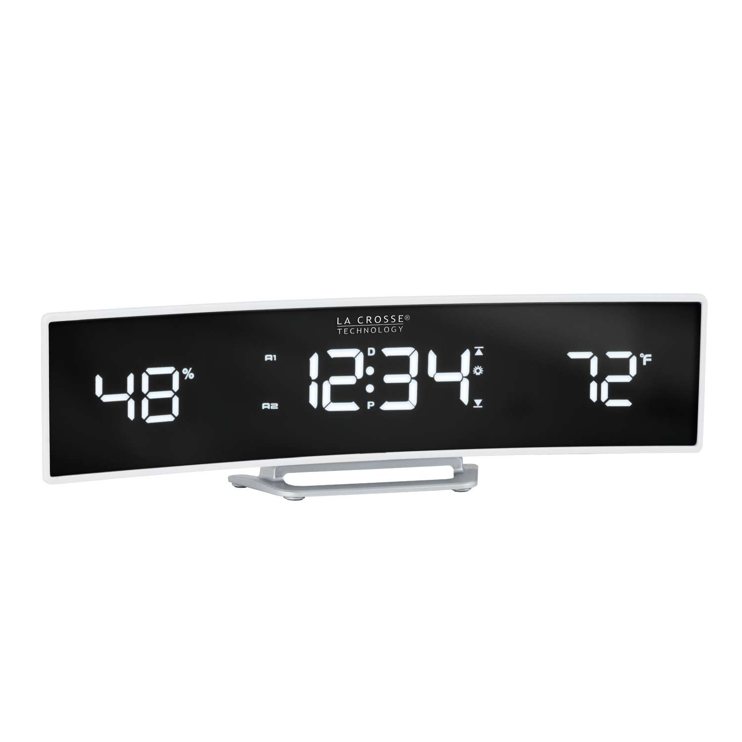 La Crosse Technology 9.84 in. White Mirror Alarm Clock LED Battery