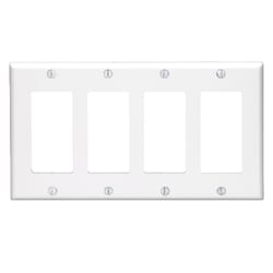 Leviton White 4 gang Thermoset Plastic Decorator Wall Plate 1 pk