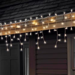 Celebrations Blue LED Mini Warm White 100 ct Icicle Christmas Lights 5.67 ft.