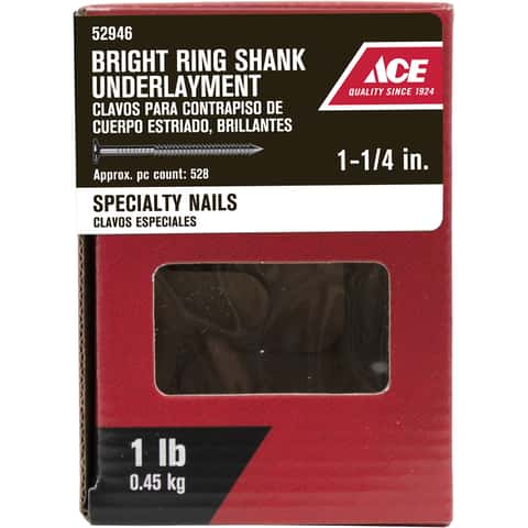 Ace 3D 1-1/4 in. Underlayment Bright Steel Nail Round Head 1 lb Ace 3D 1-1/4 in. Underlayment Bright Steel Nail Round Head 1 lb