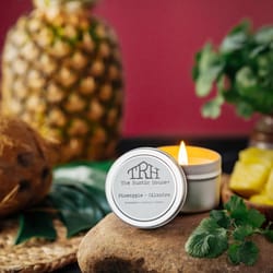 The Rustic House Silver Cilantro/Pineapple Scent Travel Candle 4 oz