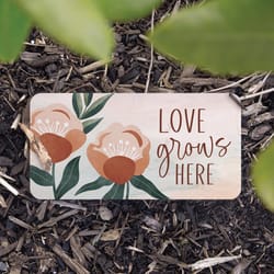P Graham Dunn Multicolored Faux Marble 4 in. H X 8 in. L X 1 in. W Love Grows Here Stepping Stone