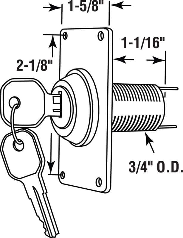 Prime-Line 1-5/16 in. W X 2-3/16 in. L X 3/4 in. D Plastic Electric Key Switch Prime-Line 1-5/16 in. W X 2-3/16 in. L X 3/4 in. D Plastic Electric Key Switch