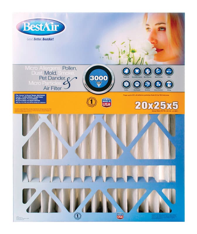 BestAir 20 in. W X 25 in. H X 5 in. D 13 MERV Pleated Air Filter 1 pk Sansujyuku sansujyuku.com