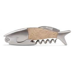 KIKKERLAND Brown/Silver Stainless Steel/Wood Corkscrew