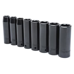 Crescent 1/2 in. X 1/2 in. drive Metric 6 Point Deep Impact Socket Set 8 pc