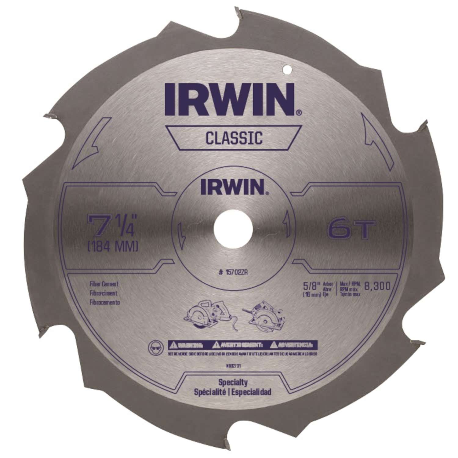 Irwin 7-1/4 in. D X 5/8 in. Classic Steel Circular Saw Blade 6 teeth 1 ...