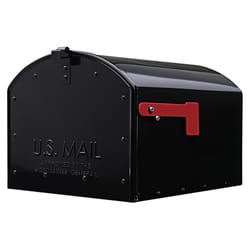 Gibraltar Mailboxes Storehouse Galvanized Steel Post Mount Black Mailbox