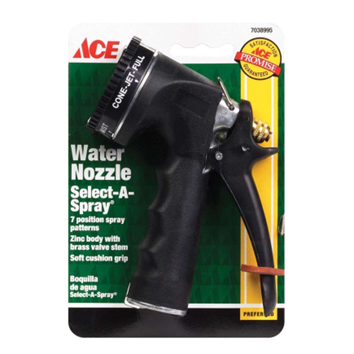 Ace 7 Pattern Adjustable Spray Brass/Zinc Hose Nozzle Ace Hardware