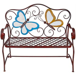 Alpine Brown Cast Iron Butterfly Garden Bench 39 in. H X 45 in. L X 23 in. D