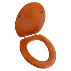 LDR Elongated Brown Wood Toilet Seat