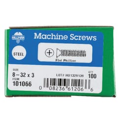 HILLMAN No. 8-32 X 3 in. L Phillips Flat Head Zinc-Plated Steel Machine Screws 100 pk