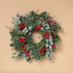 Gerson 24 in. D Red Berry Christmas Wreath