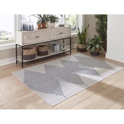 Signature Design by Ashley 94 in. W X 122 in. L Blue/White Geometric Polypropylene Area Rug