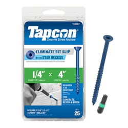 Tapcon 1/4 in. in. X 4 in. L Star Flat Head High/Low Concrete Screws