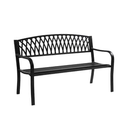 Living Accents Black Cast Iron Grass Back Park Bench 33.46 in. H X 50 in. L X 23.62 in. D