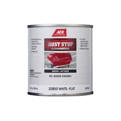 Ace Rust Stop Indoor/Outdoor Flat White Oil-Based Enamel Rust Prevention Paint 1/2 pt