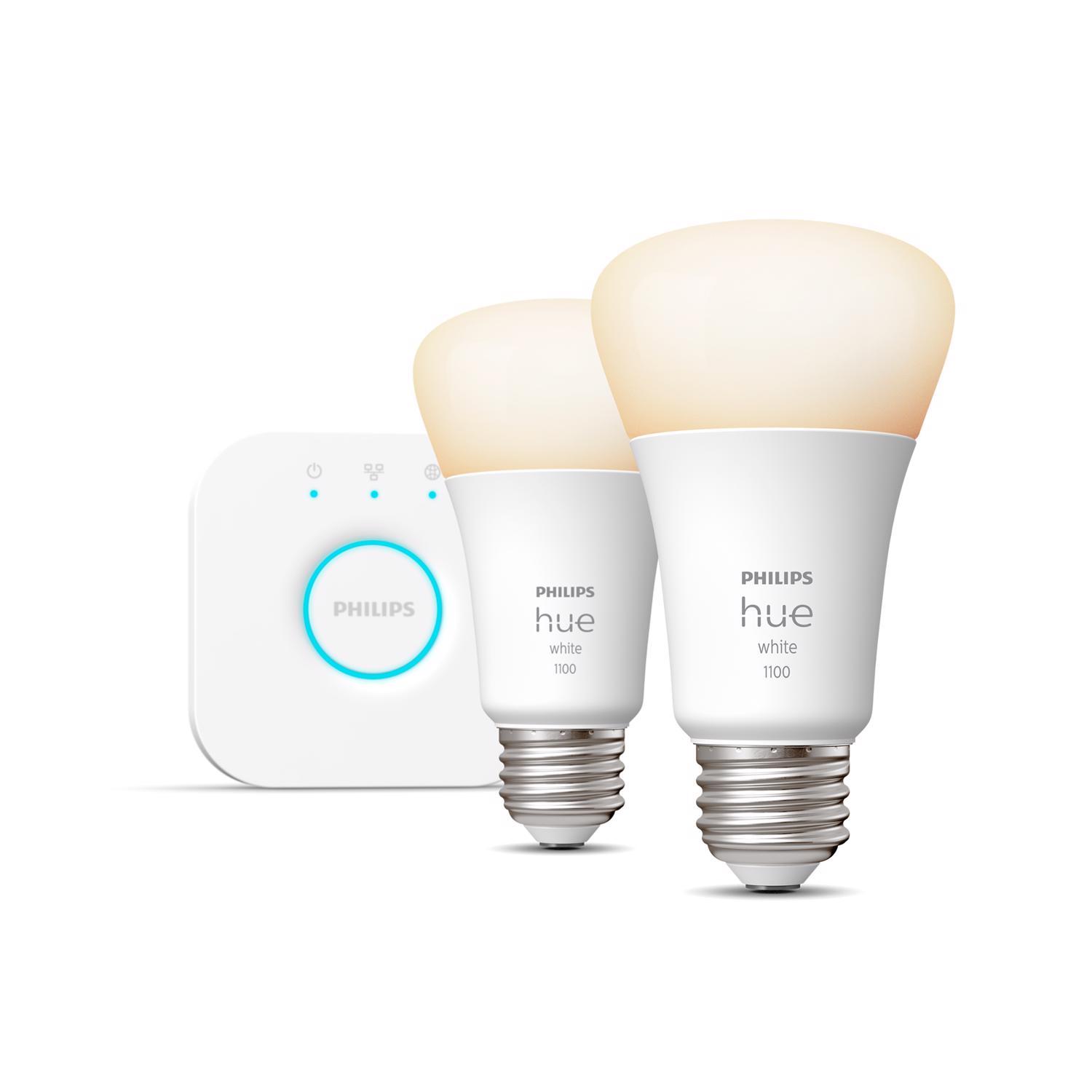 Photos - Light Bulb Philips HUE A19 E26  Smart-Enabled LED Bulb Starter Kit Cool White 75 Watt Equivalence 2 pk 563080 (Medium)