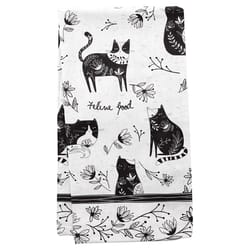 Karma Gifts Boho Black and White Cotton Cat Tea Towel 1 pk