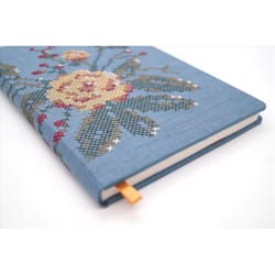 Denik Embroidered Journal 6 in. W X 8 in. L Sewn Bound Multicolored Cross Stitch Flowers Notebook