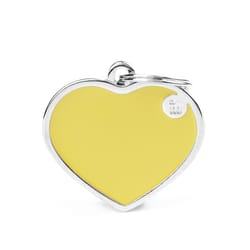 MyFamily Basic Handmade Yellow Heart Aluminum Pet Tags Large