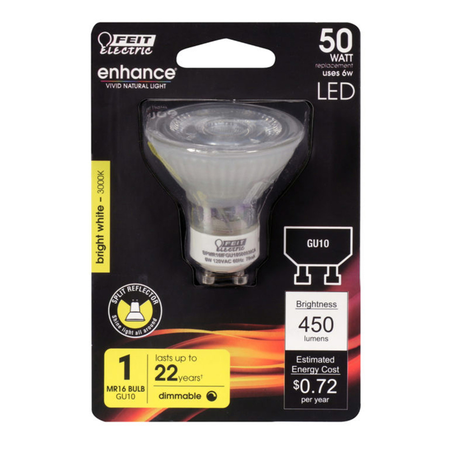 Feit Electric Enhance MR16 GU10 LED Bulb Bright White 50 Watt ...