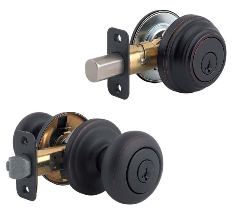 Details about   Kwikset Door Knob Handle Set Single Cylinder Deadbolt Smart Key Metal Bronze 