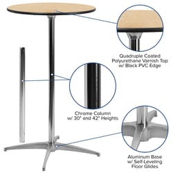 Flash Furniture Cocktail 36 in. W X 36 in. L Round Pub/High Top Table