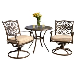 Hanover Traditions 3 pc Bronze Aluminum Traditional Chat Set Tan
