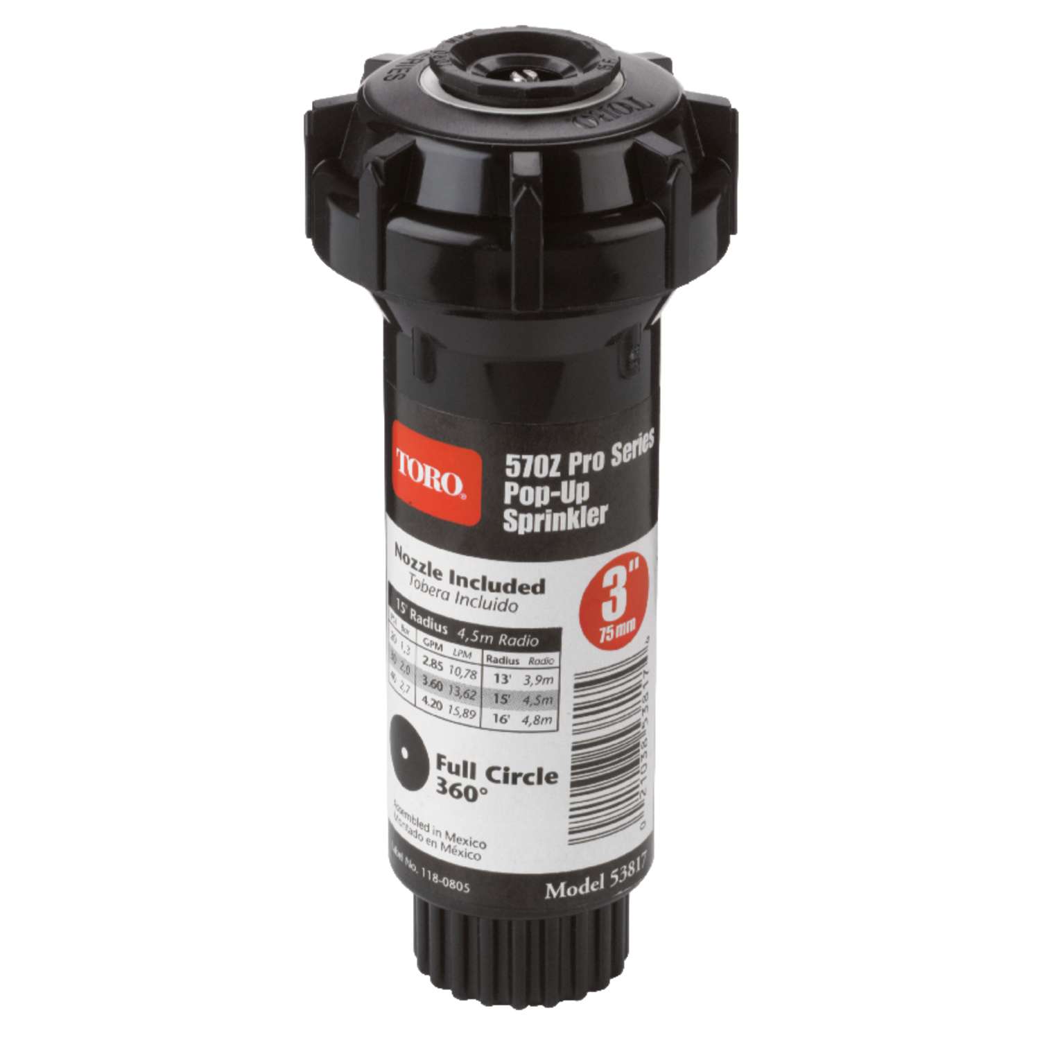 Toro 570Z Pro Series 3 in. H Full-Circle Pop-Up Sprinkler ...