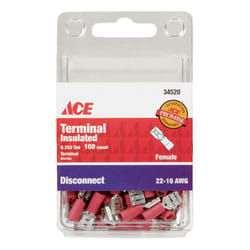 Ace Insulated Wire Female Disconnect Red 100 pk