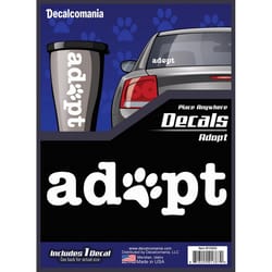 Decalcomania Adopt w/Paw Print Car Sticker Vinyl 1 pk