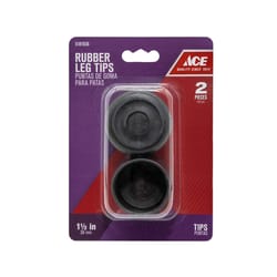 Ace Rubber Leg Tip Black Round 1-1/2 in. W 2 pk