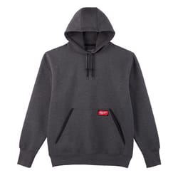 Milwaukee M Long Sleeve Men's Hooded Gray Heavy Duty Pullover Hoodie