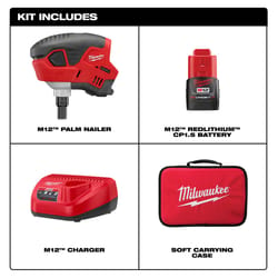 Milwaukee M12 16 Ga. Cordless 90 deg Palm Nailer Kit (Battery & Charger) 12 V