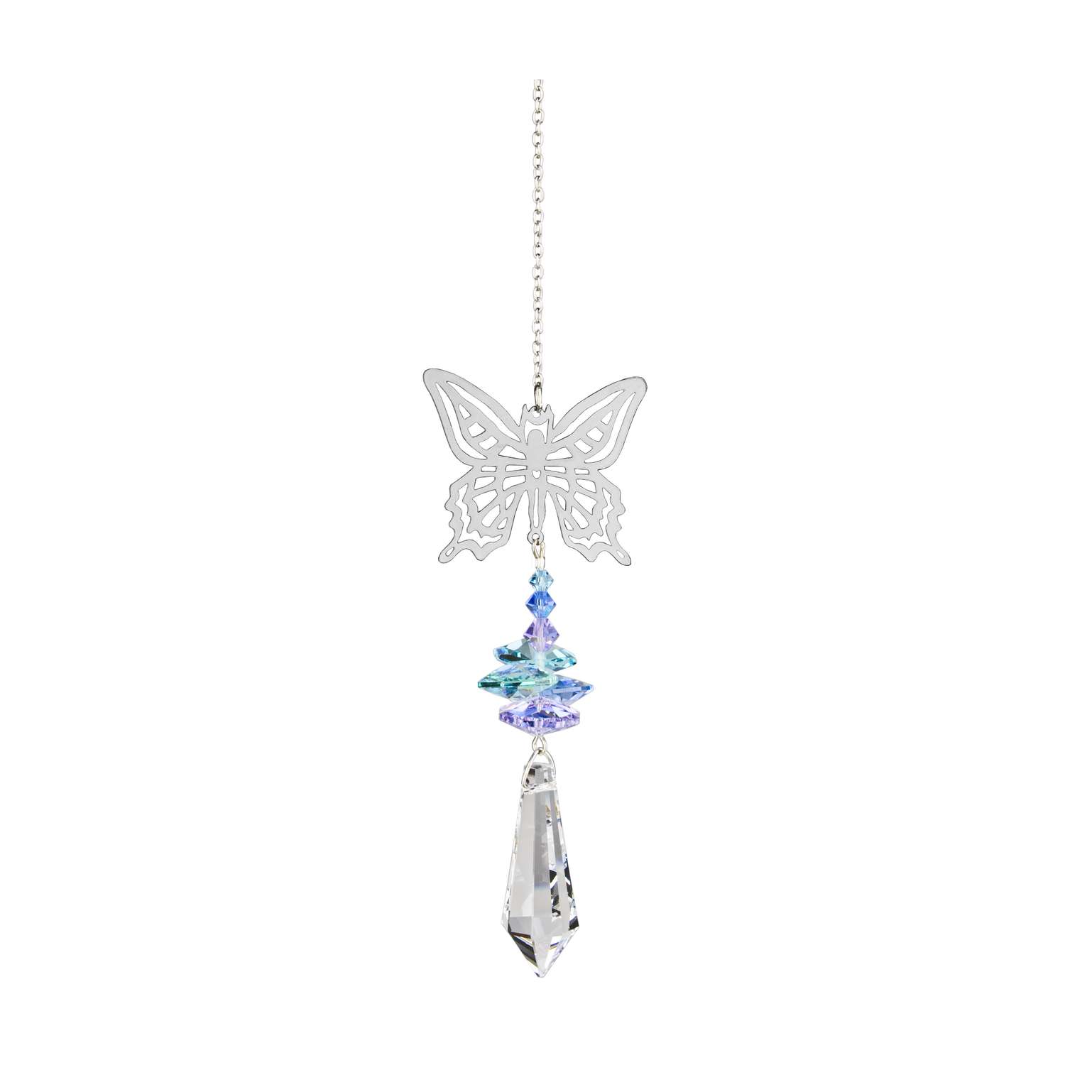 Woodstock Chimes Crystal Fantasy Crystal 4.5 in. Butterfly Wind Chime ...